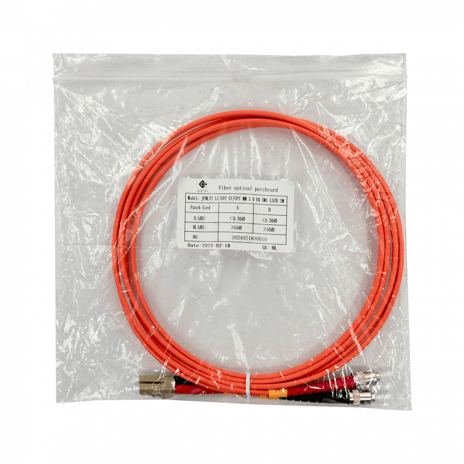 2mt LC-ST OM1 MultiModo MM Duplex Jumper Fibra 3.0mm 62.5/125um LSZH 3