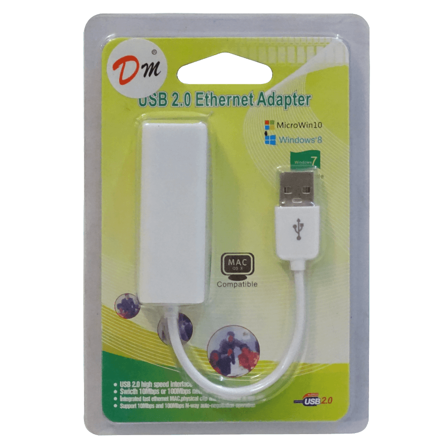 Adaptador USB 2.0 a Ethernet LAN RJ45 100Mbps Chipset 9700 2