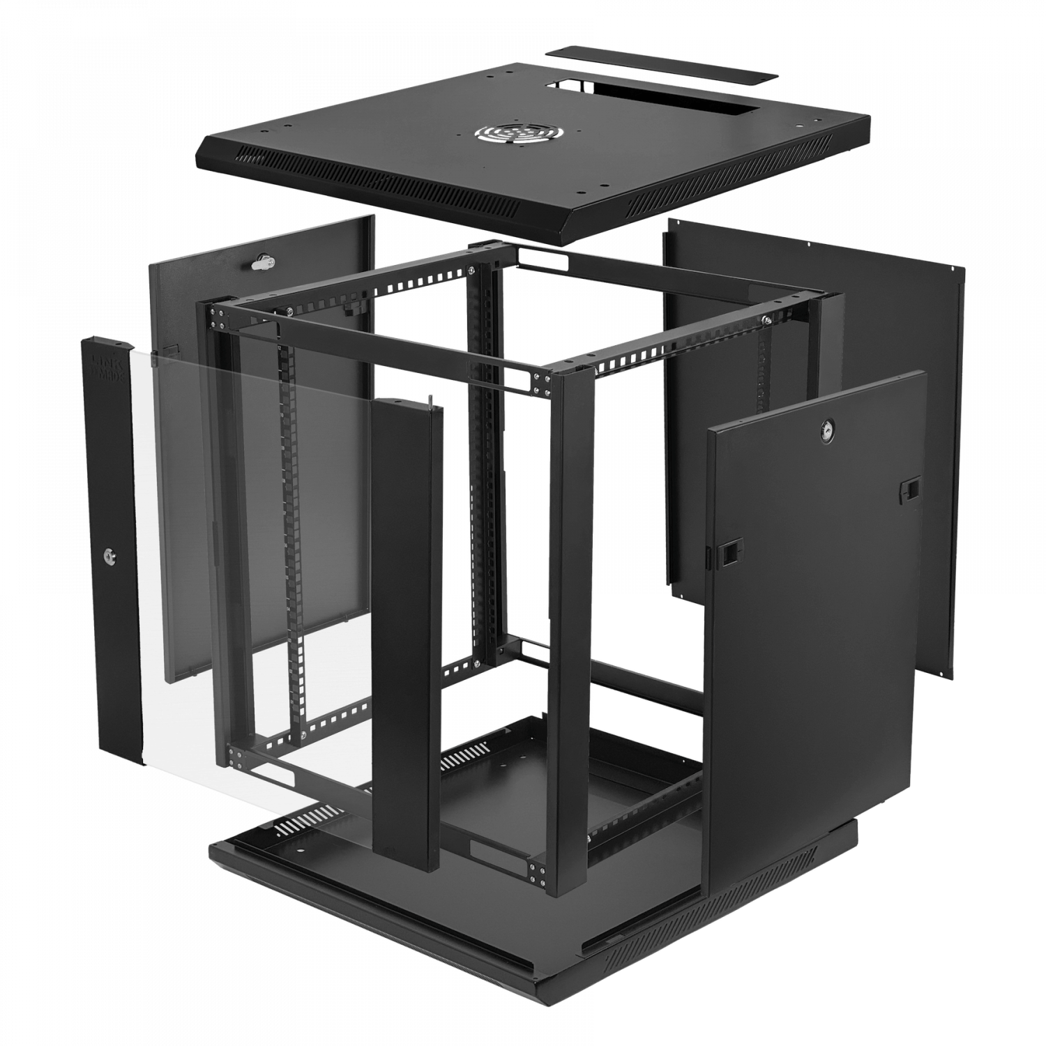 Gabinete Rack LINKMADE RK12-6LD 12U 60cm de Fondo Desarmado para Montaje en Pared - Negro 2