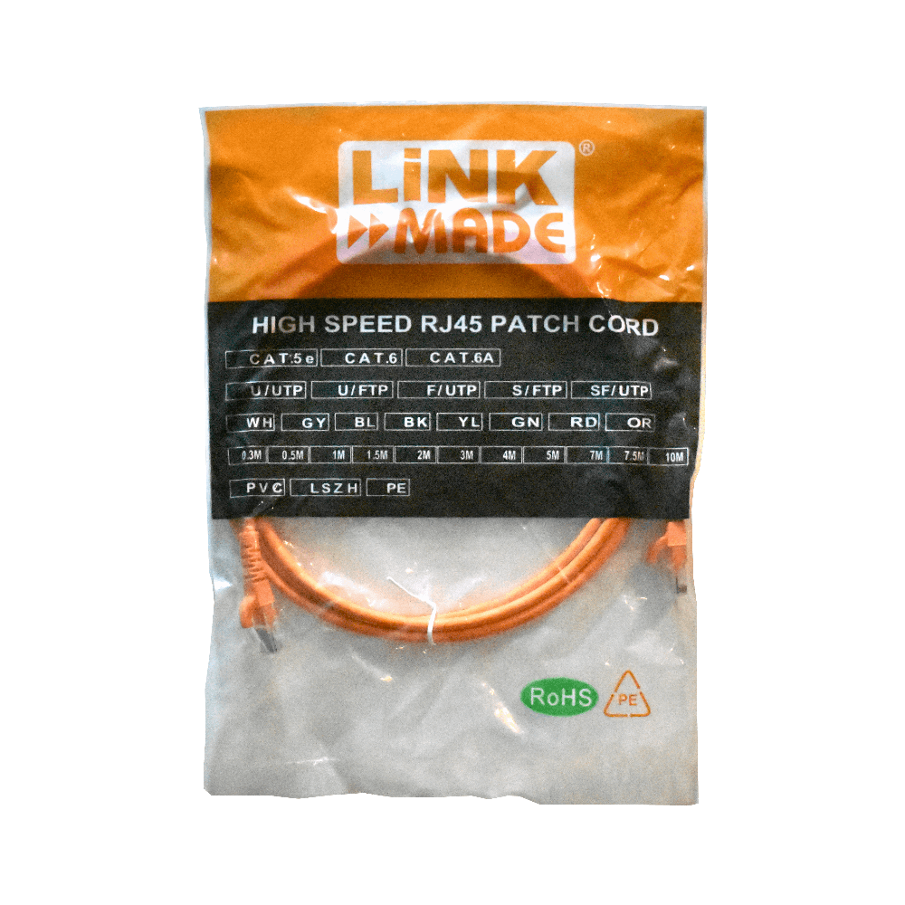Cable Patch LINKMADE Cat5e 2mt Naranjo LSZH Inyectado Multifilar 3