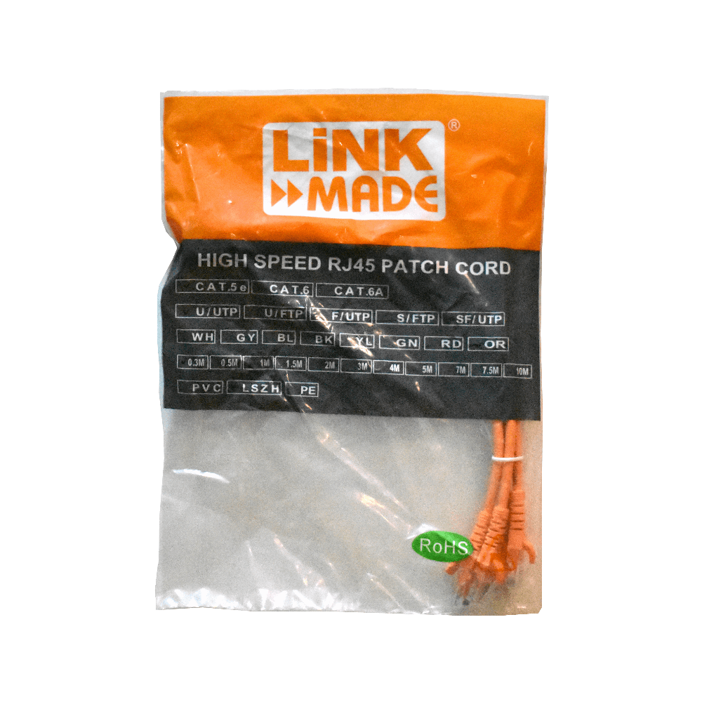 LINKMADE 4UN 30CM CAT5E NARANJO LSZH CABLE PATCH INYECTADO MULTIFILR 1