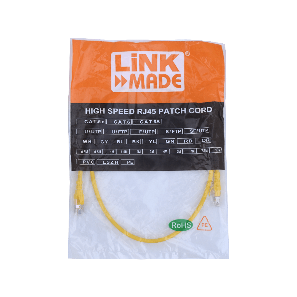 Cable Patch LINKMADE Cat6a U/FTP 1mt Amarillo LSZH Inyectado Multifilar 1