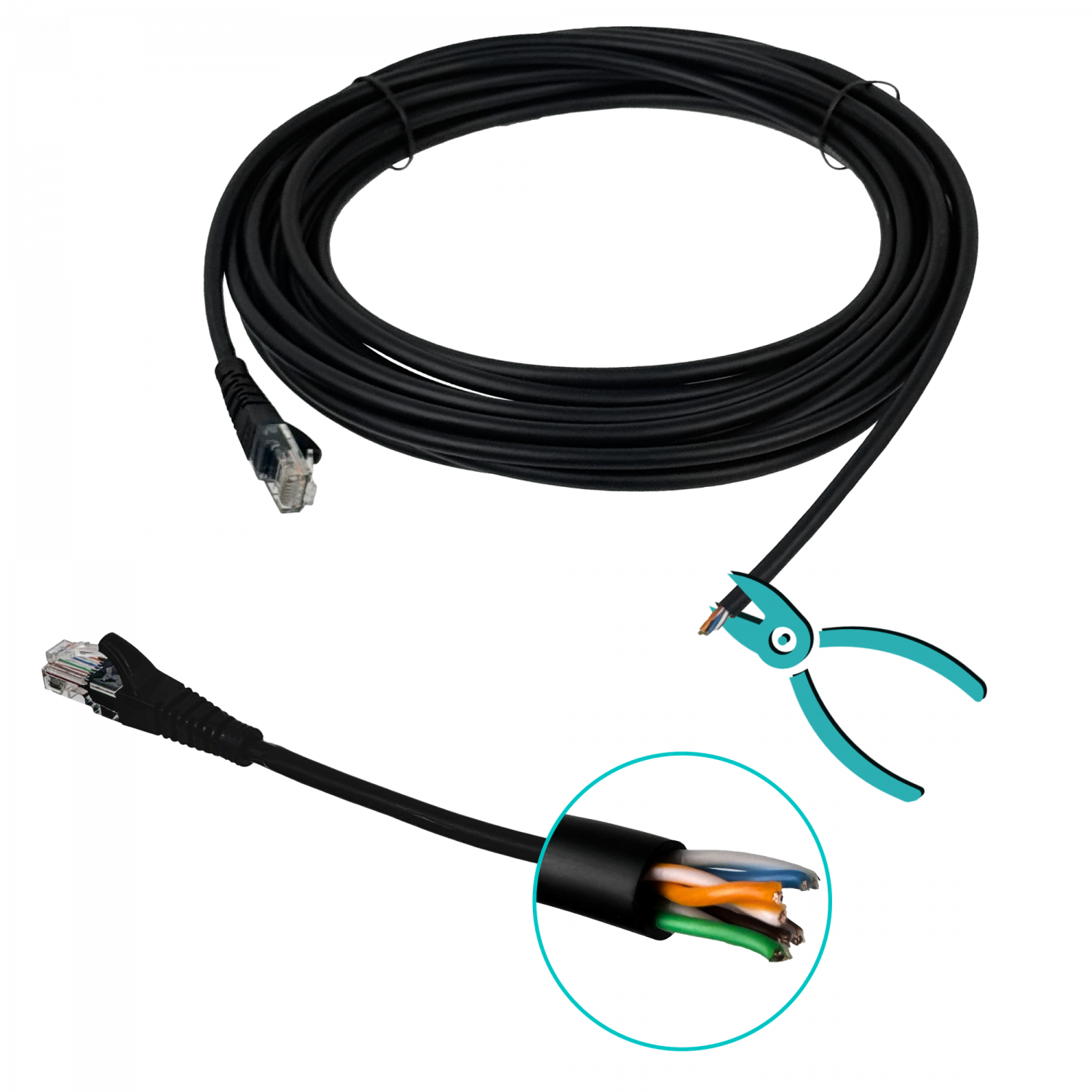 Cable Patch LINKMADE Cat5e 7.5mt Negro LSZH Inyectado Multifilar 2