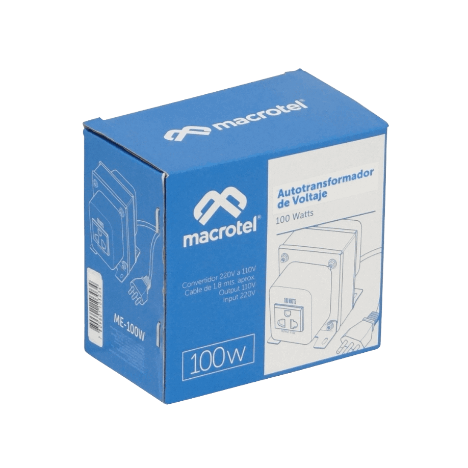 MACROTEL 100W Transformador c/tierra 110V-220VAC Trafo 5