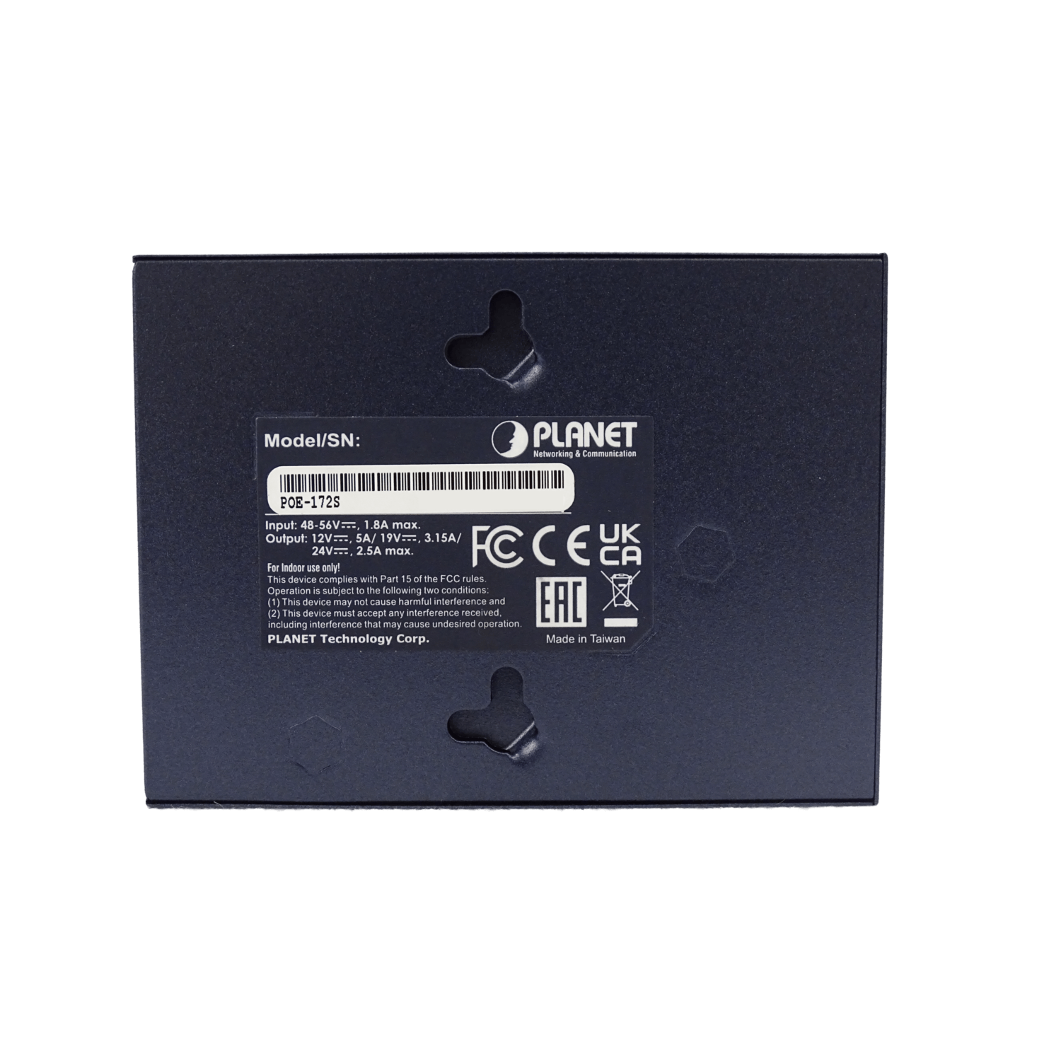 Splitter PoE+ Planet POE-172S, Salida Ajustable (12V/19V/24V DC), Entrada 48-56V, 25W, Gigabit  1