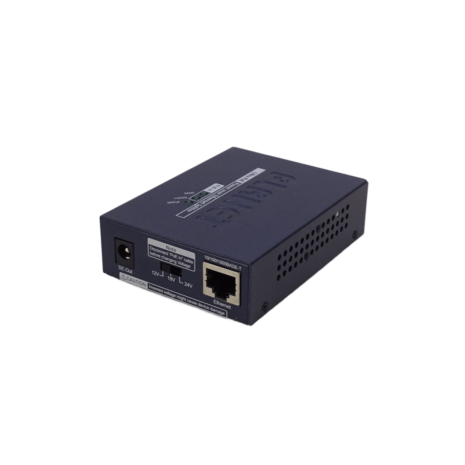 Splitter PoE+ Planet POE-172S, Salida Ajustable (12V/19V/24V DC), Entrada 48-56V, 25W, Gigabit  3