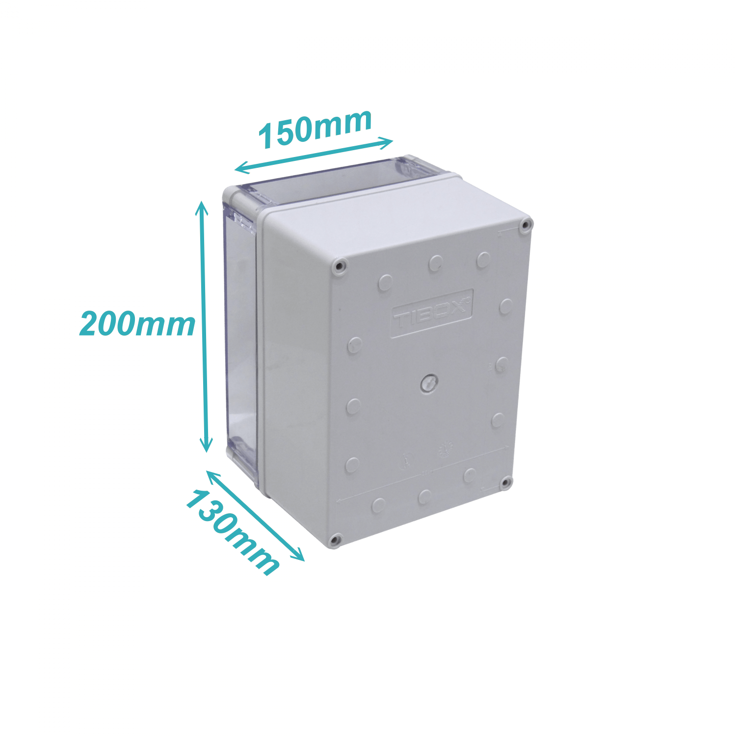 150x200x130mm Caja ABS IP66 Tapa-Transparente c/Placa-Aluminio 1