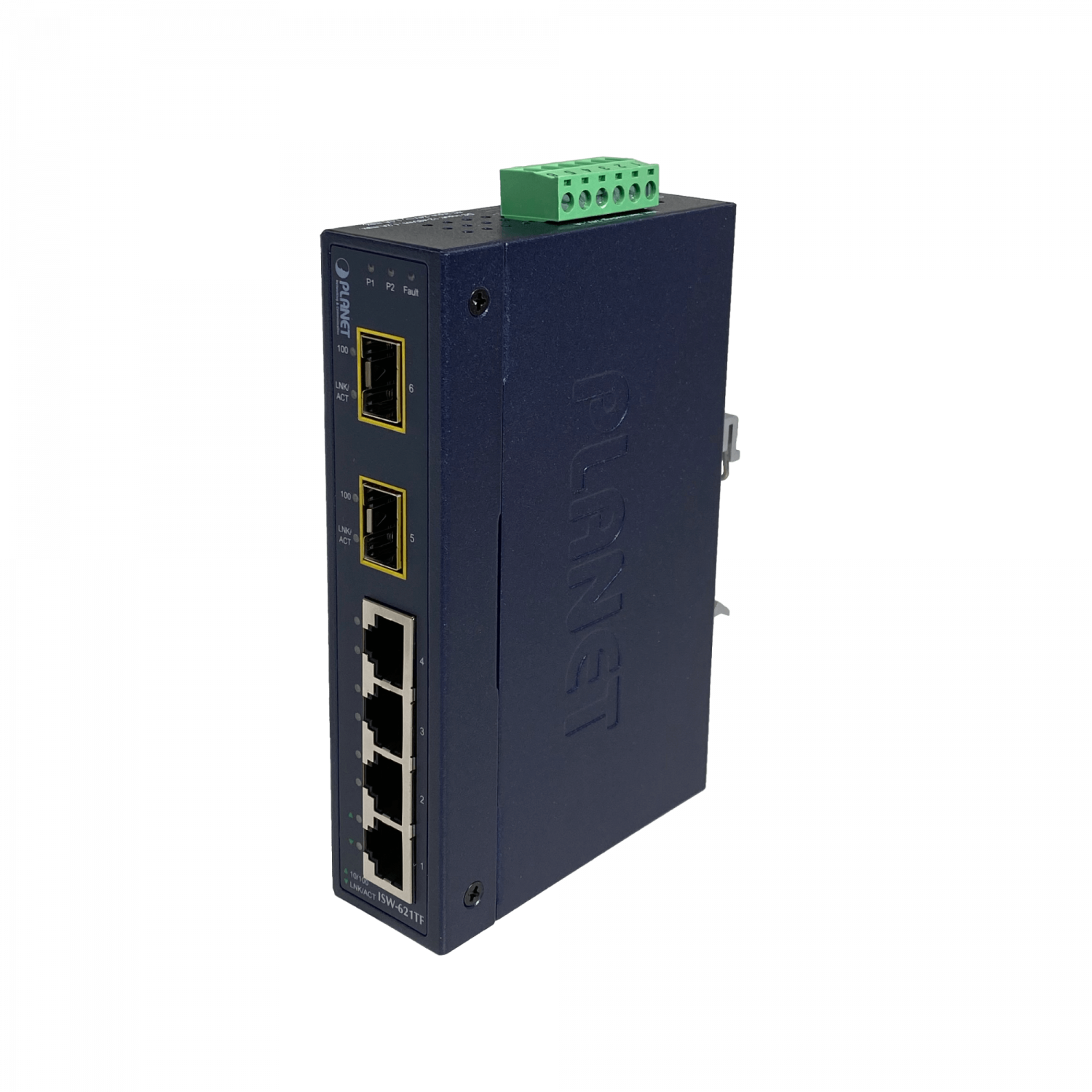 PLANET 4-100 2-SFP-100 Switch Industrial no-Admin Riel-DIN 12-48VDC/24 5