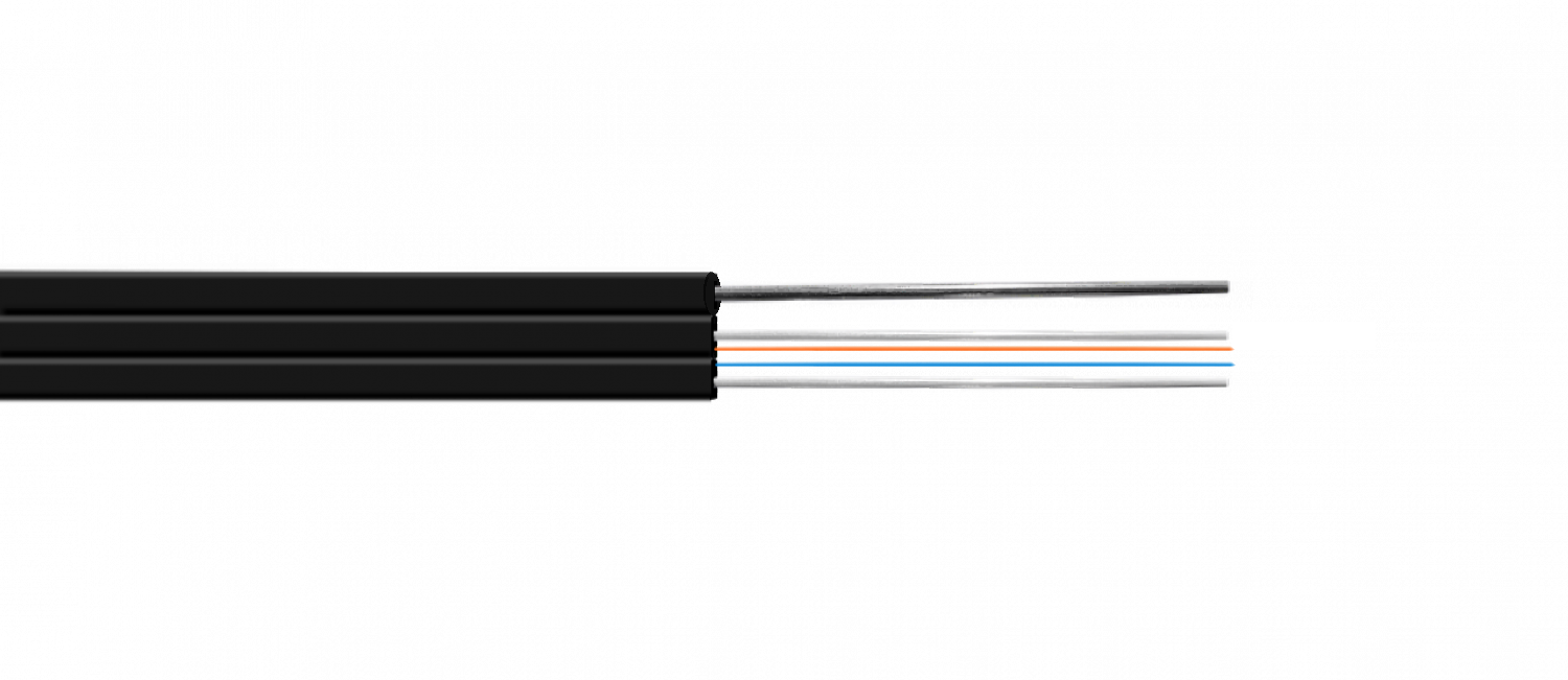 Cable de Fibra Óptica Monomodo 2 Fibras G652D LSZH Drop Negro con Portante de 1mm y 2 FRP - CFSQ2N 4