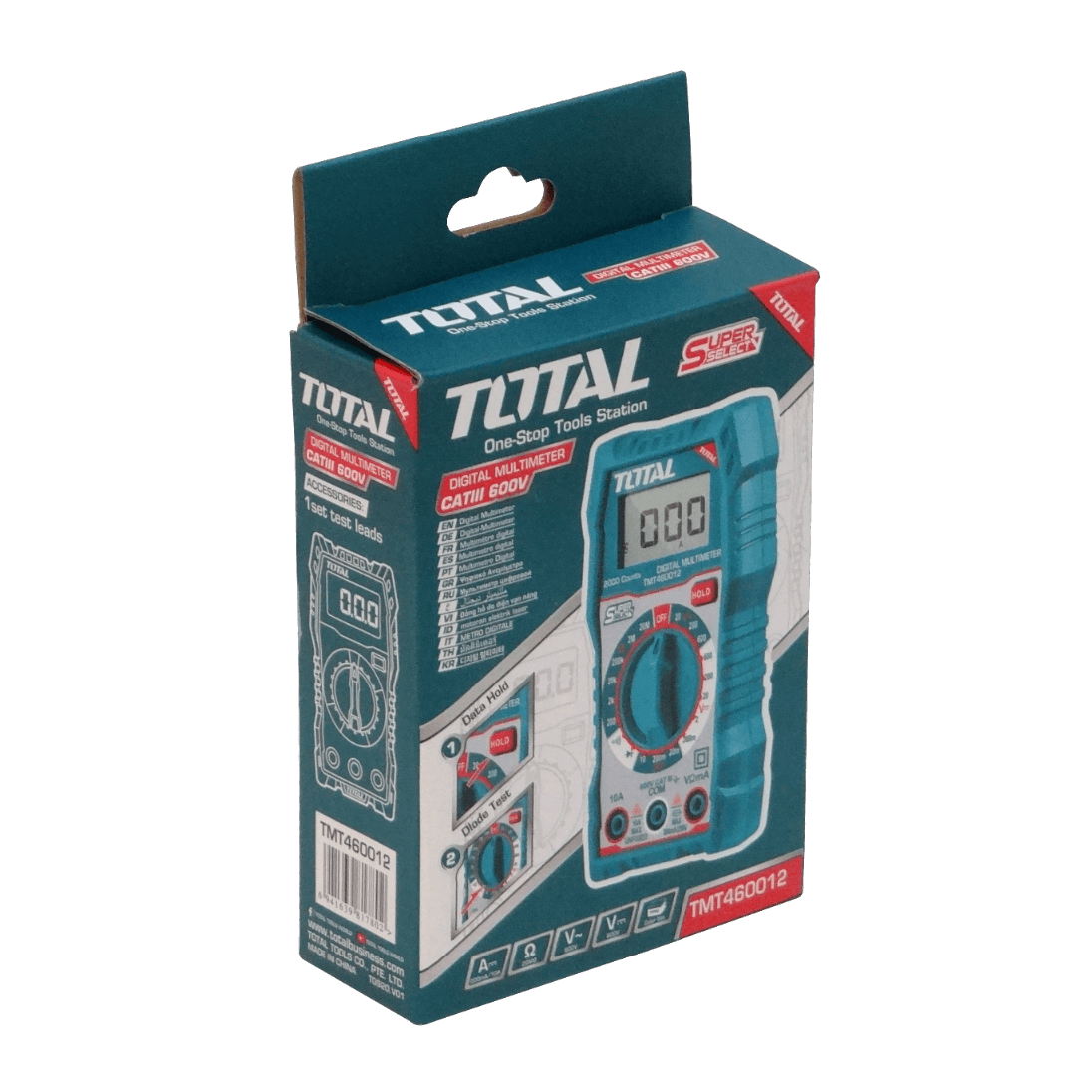 TOTAL Multitester Digital req-2xAAA 600VDC 600VAC CATIII 10A TMT460012 2