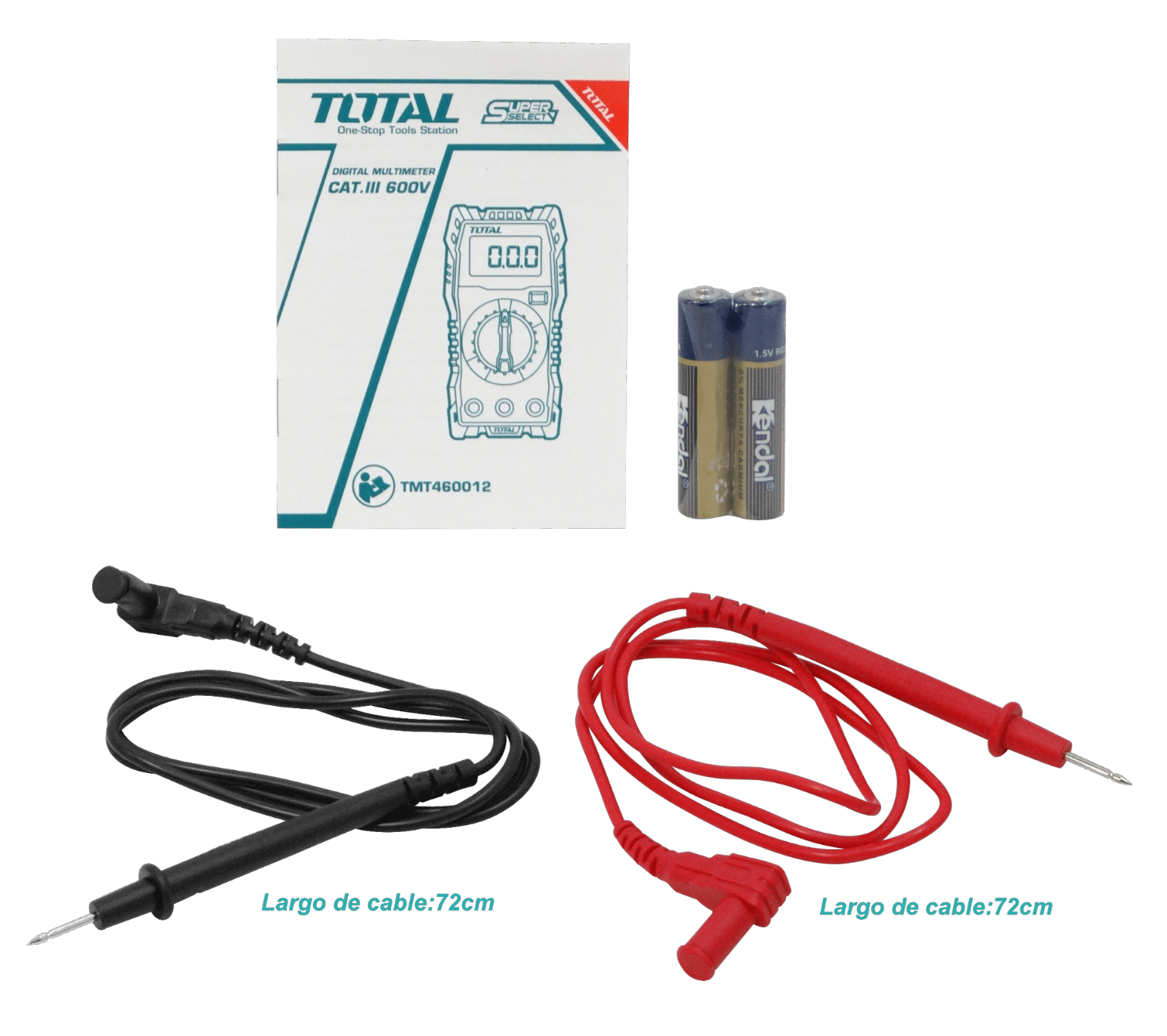 TOTAL Multitester Digital req-2xAAA 600VDC 600VAC CATIII 10A TMT460012 4