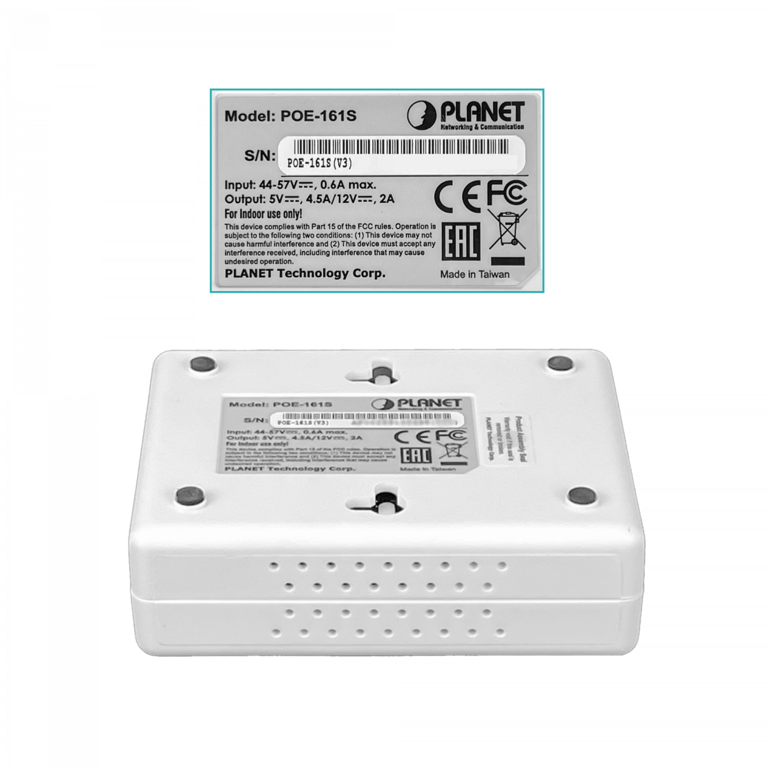 Divisor PoE+ Gigabit PLANET POE-161S - Salidas de 5V/12V DC para dispositivos de red 4