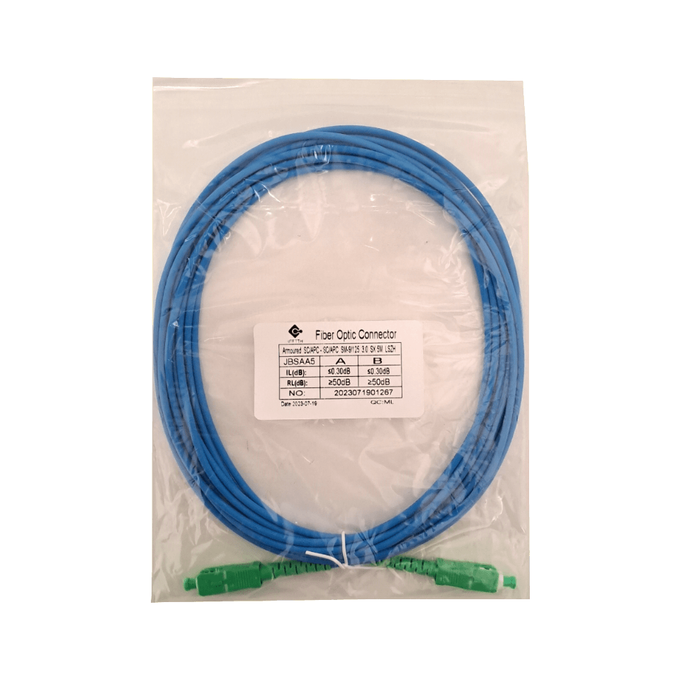 LSZH Blindado 5mt SC/APC-SC/APC SM Simplex JumperFibra 3.0mm 9/125um 2