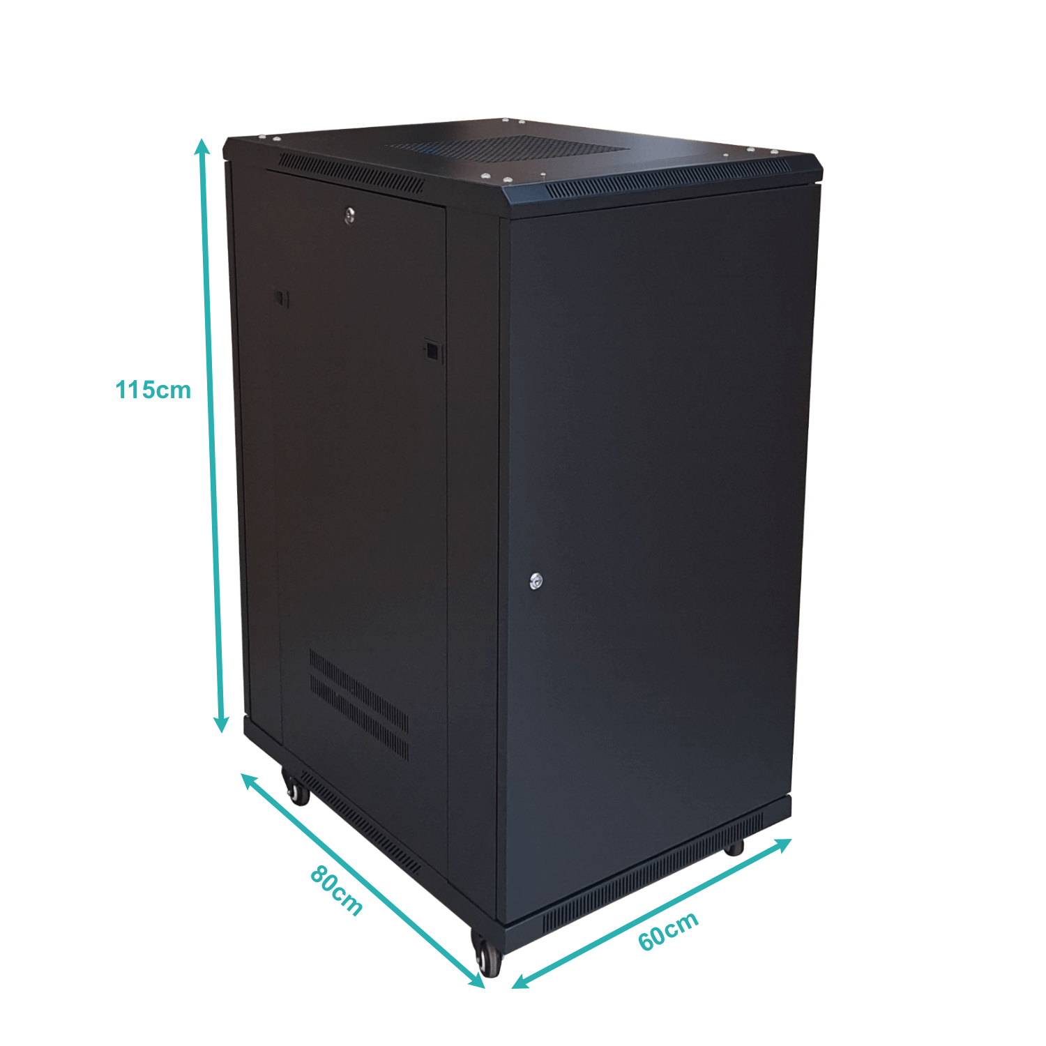 Rack 22U Ciego Fondo-80cm Ancho-19pulg Piso Ruedas Bandeja PDU 3
