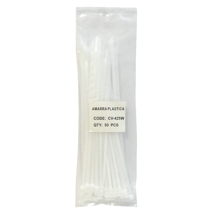 50-un 250x4,8mm Blanca Amarra Plastica Nylon 4.8x250mm 2