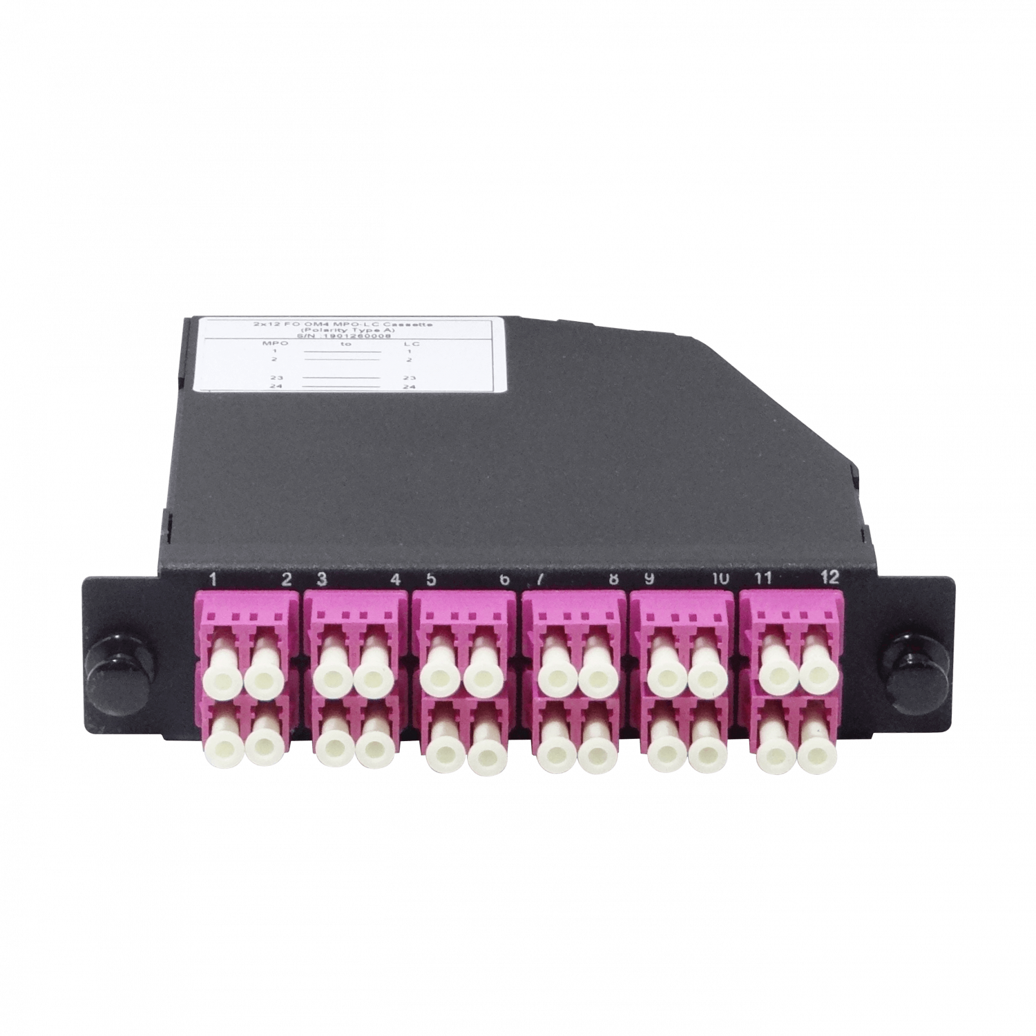 Cassette de Fibra Óptica Pre-conectorizado OM4 24-LC a 2-MPO/M para Panel 1U - CALCOM4 3