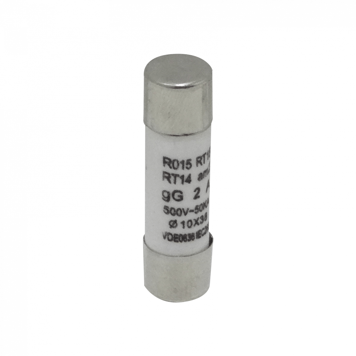 Unid 2A 10x38mm 500V 50KA Fusible Cilindrico 36mm-Largo 9,5mm-Diametro 1