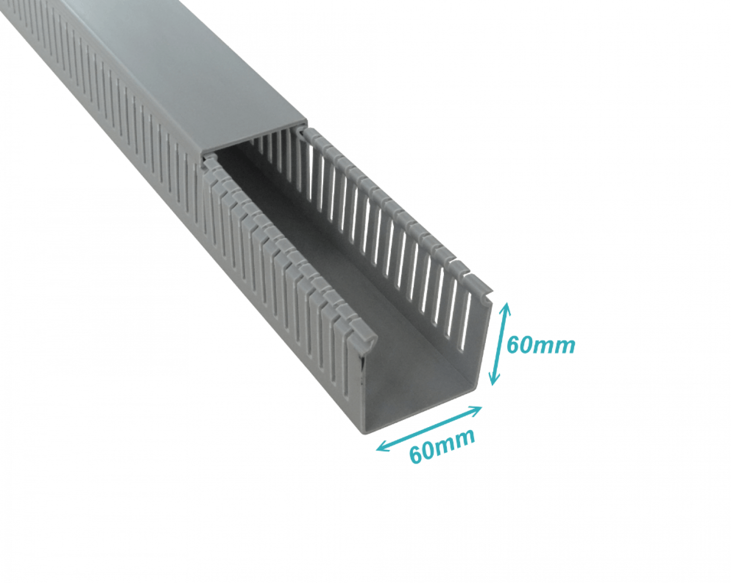 Canaleta Ranurada 2mt x 60x60mm Gris para Tablero Electrico 1