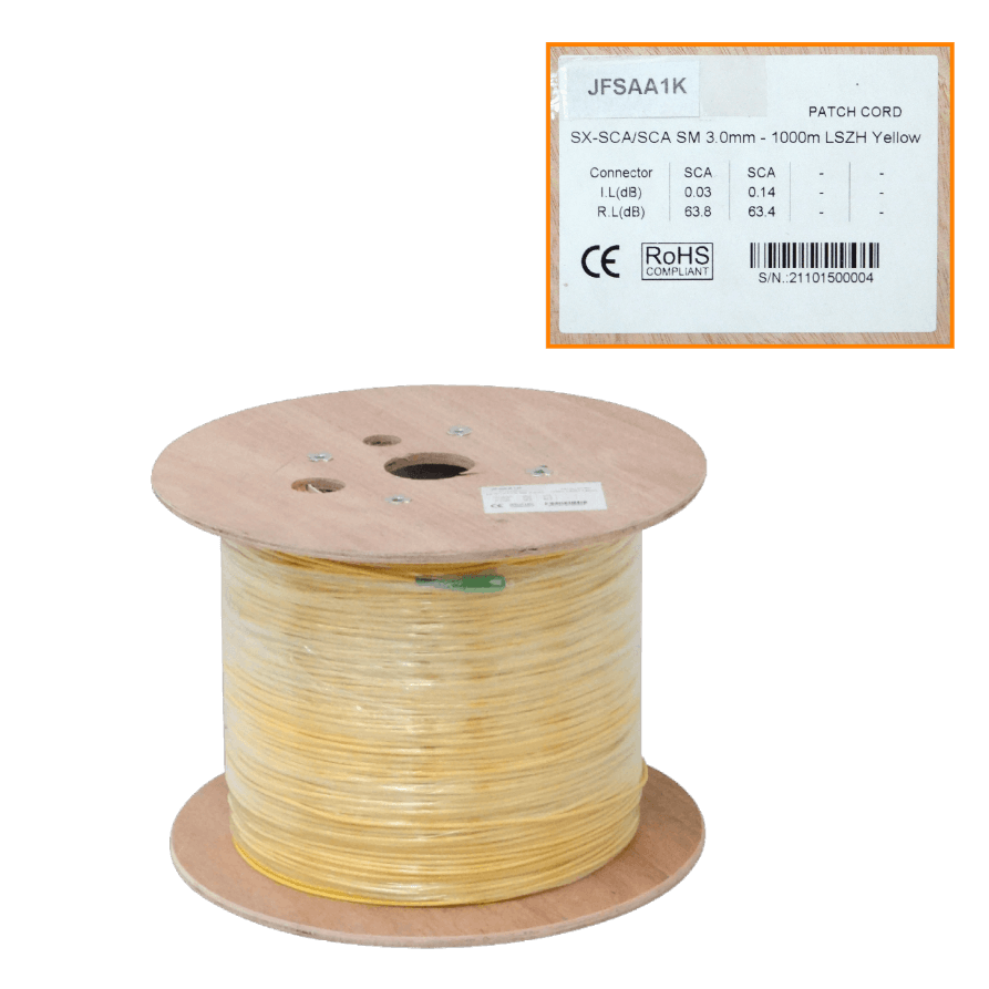 1km 1-Fibra SC/APC-SC/APC MonoModo SM Jumper 1000mt 3mm inc-carrete 1
