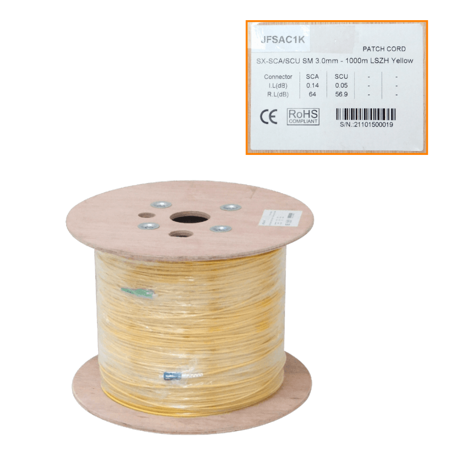 1km 1-Fibra SC/APC-SC/UPC MonoModo SM Jumper 1000mt 3mm inc-carrete 1