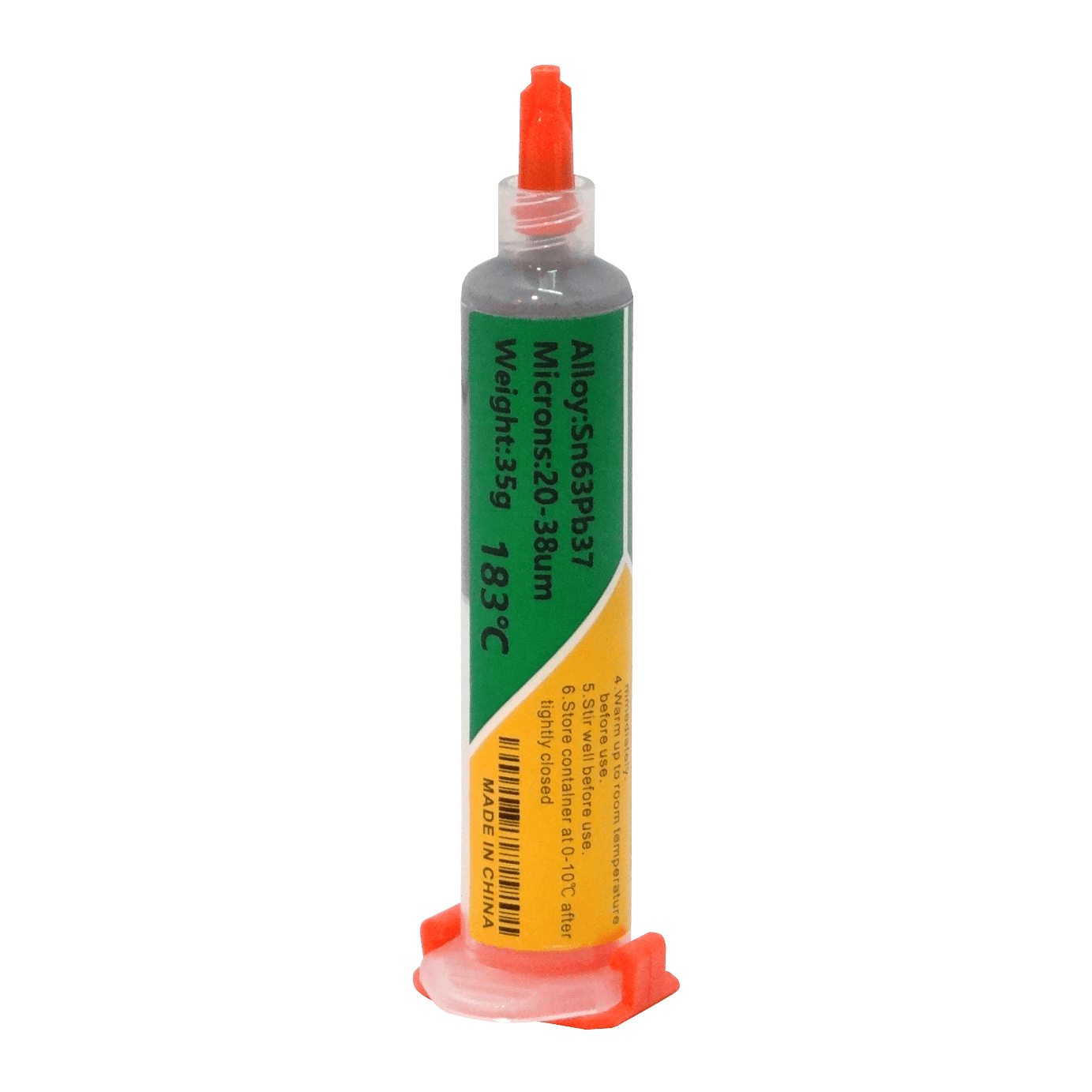 Jeringa de Pasta de Soldadura Sn63Pb37, 35g, 183°C, 20-38m, Doble Punta 4