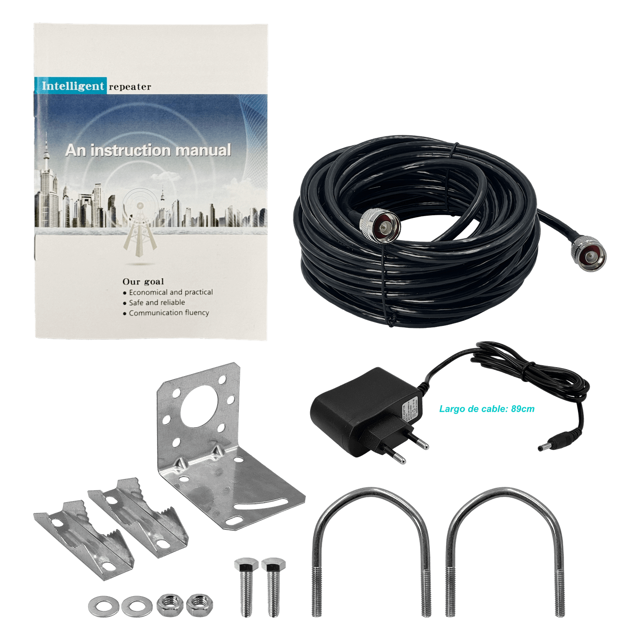 Amplificador 4G 2600MHz B7 2-N 2-Antenas-7/12dBi inc-5V/1A 5