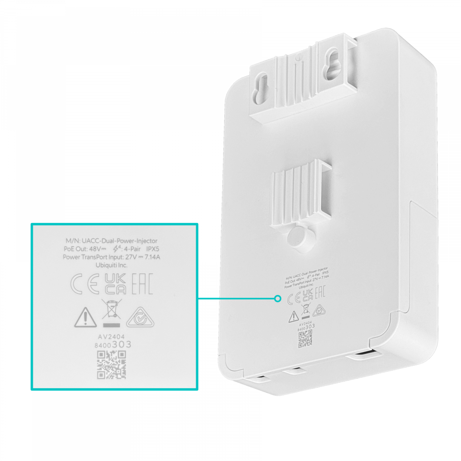Doble Inyector PoE Ubiquiti UISP Dual-Power Injector, Hasta 100W, 2.5 GbE, Protección IPX5, Blanco 1