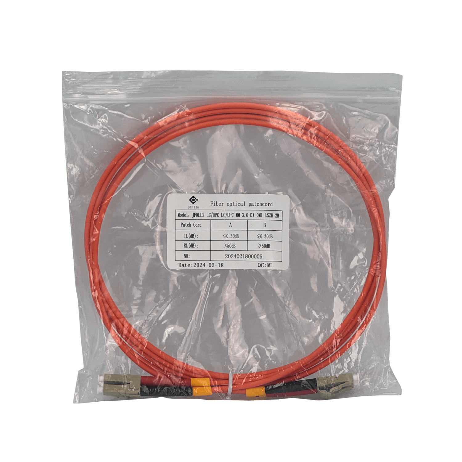 2mt LC-LC OM1 MultiModo MM Duplex Jumper Fibra 62.5/125um 3mm LSZH 1