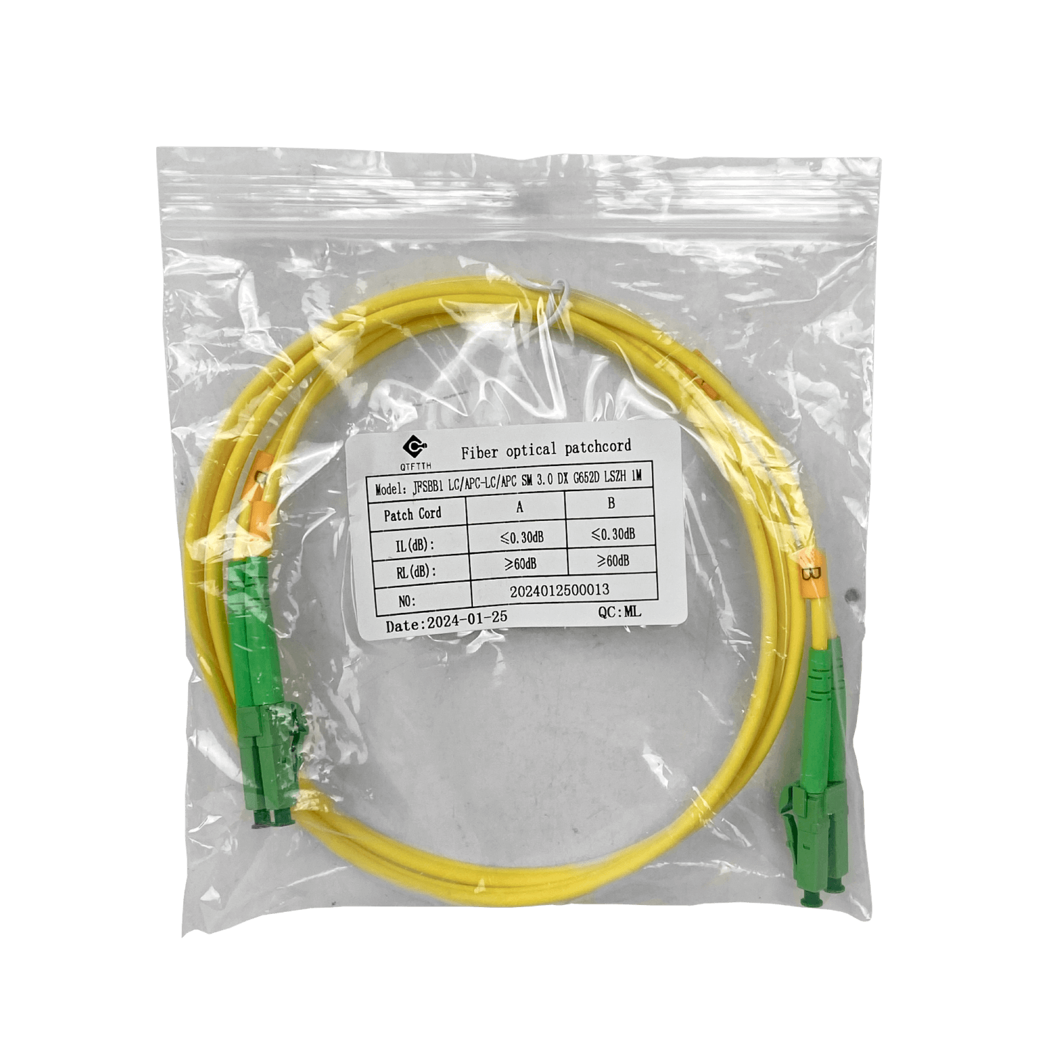 1mt SM LC/APC-LC/APC MonoModo SM Duplex Jumper Cable Fibra 3.0mm 9/125 2
