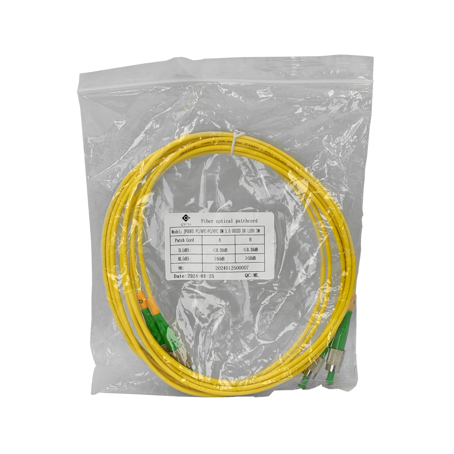 3mt FC/APC-FC/APC MonoModo SM Duplex Jumper Cable Fibra 9/125um 3mm 2