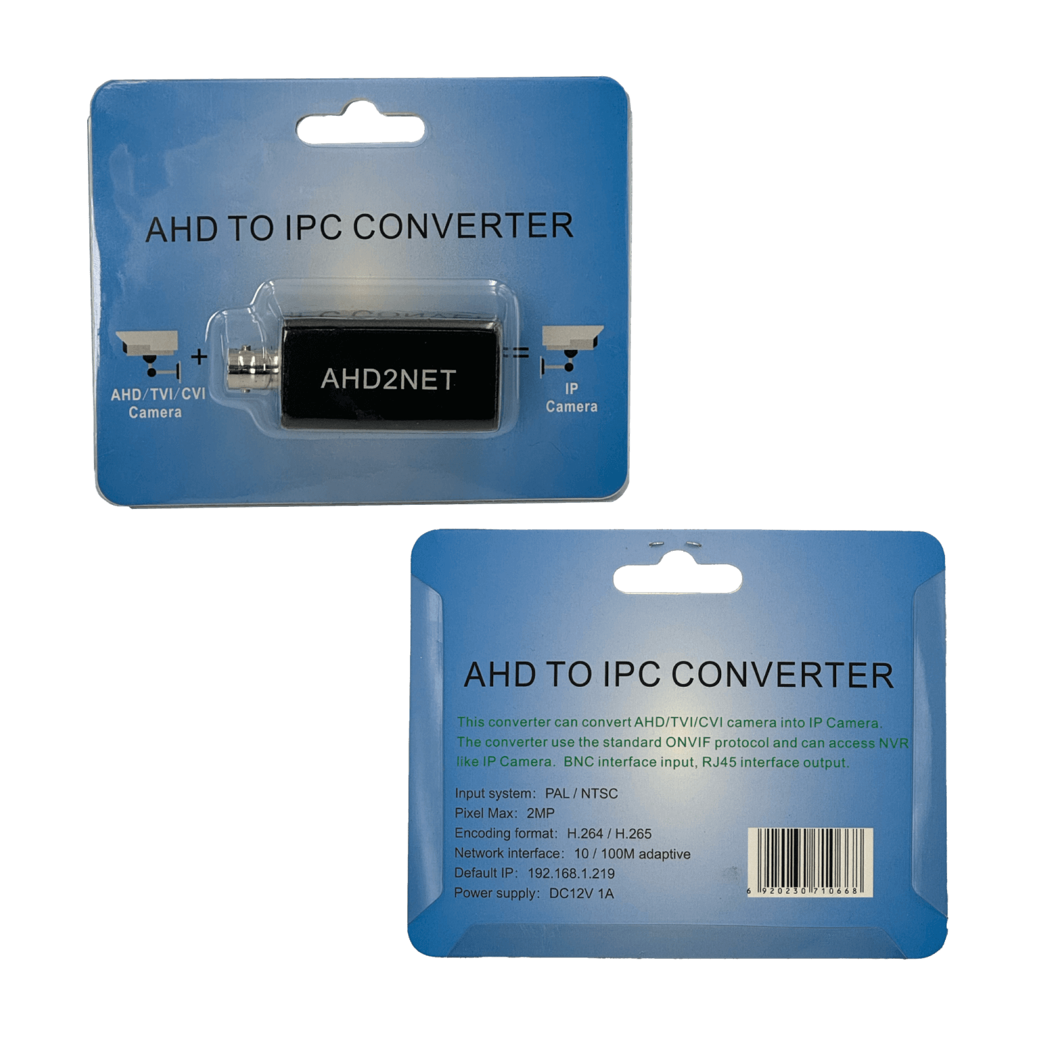 Conversor Video Analogo a IP BNC-M-in RJ45-H-out 2MP 10/100 req/12Vdc 3