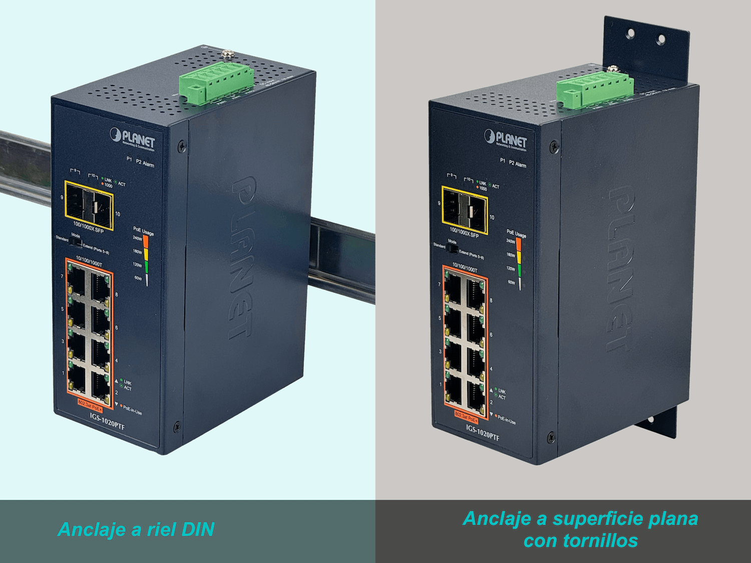 Switch Industrial PLANET IGS-1020PTF-12V - 8 Puertos Gigabit PoE+ y 2 Puertos SFP 3