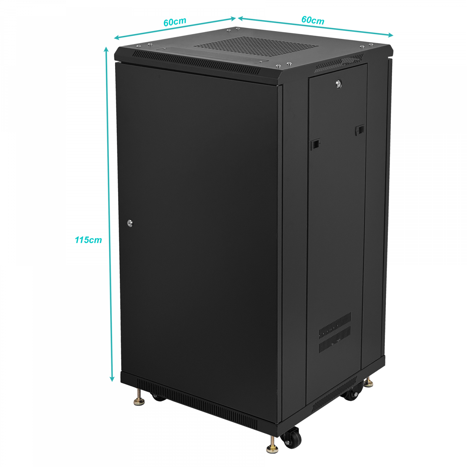 Gabinete Rack LINKMADE RK22-6LD 22U 60cm de Fondo Desarmado con Ventilador y PDU - Negro 2