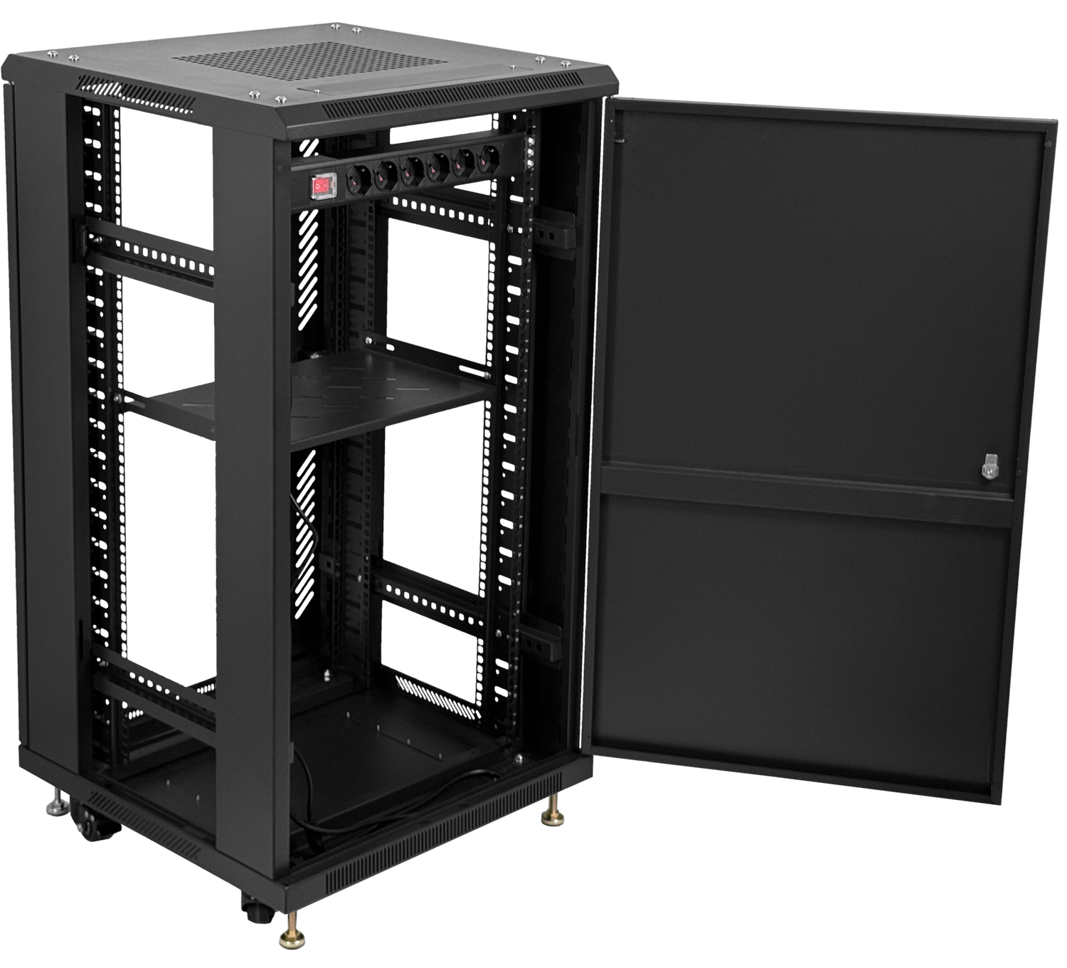 Gabinete Rack LINKMADE RK22-6LD 22U 60cm de Fondo Desarmado con Ventilador y PDU - Negro 6