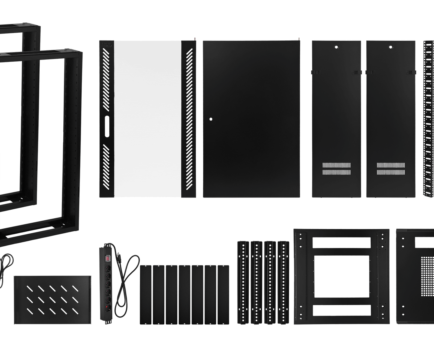 Gabinete Rack LINKMADE RK22-6LD 22U 60cm de Fondo Desarmado con Ventilador y PDU - Negro 10