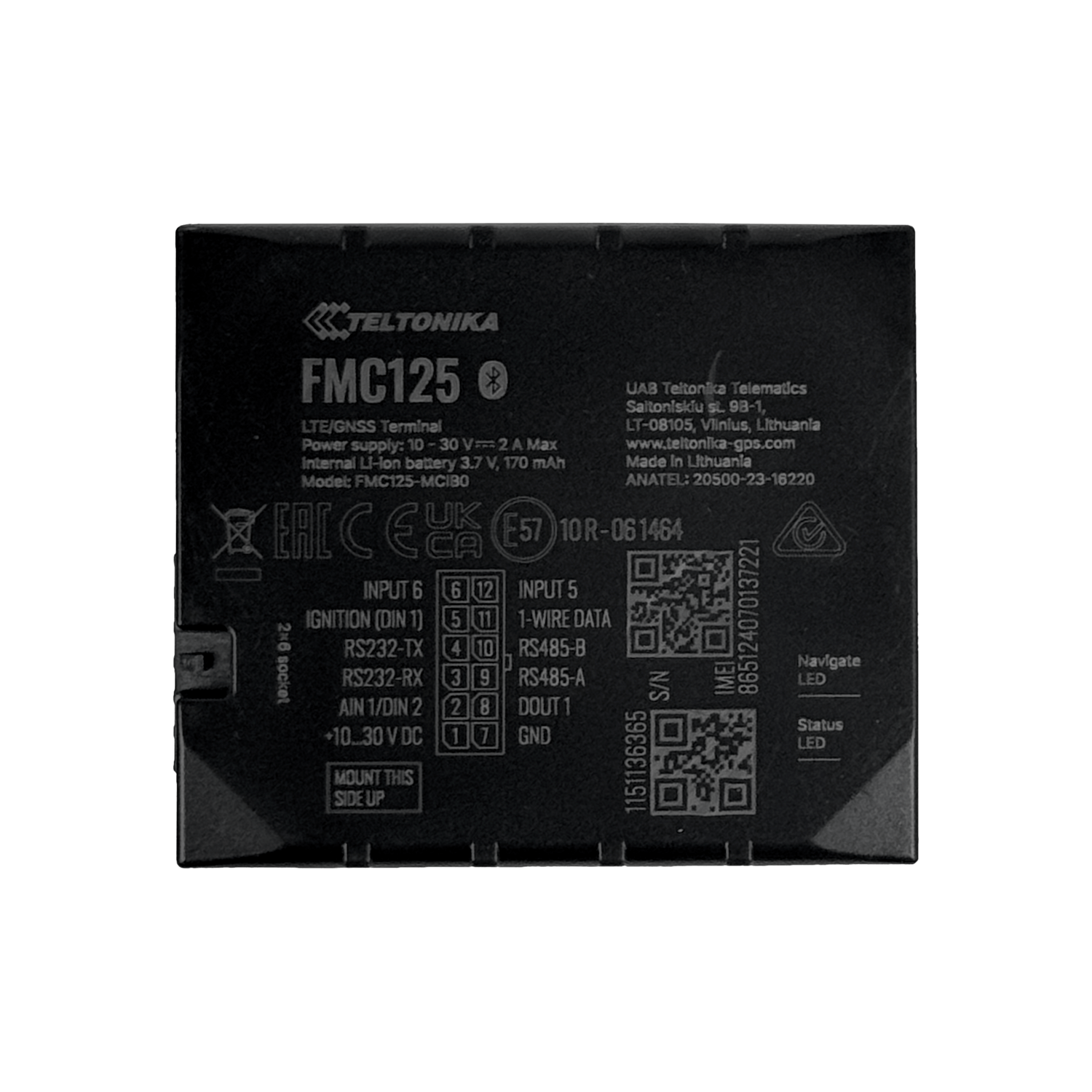Teltonika FMC125 Rastreador 4G LTE Cat 1 Dual SIM RS232 RS485 Bluetooth 4.0 10-30V 1