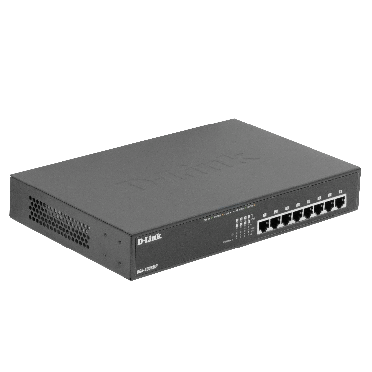 Switch D-Link DGS-1008MP – 8 Puertos Gigabit PoE+, Montaje de Escritorio, Alta Velocidad 1