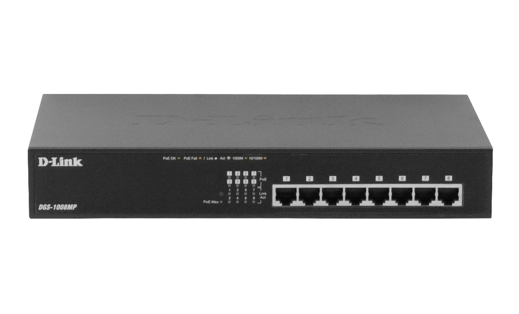 Switch D-Link DGS-1008MP – 8 Puertos Gigabit PoE+, Montaje de Escritorio, Alta Velocidad 5