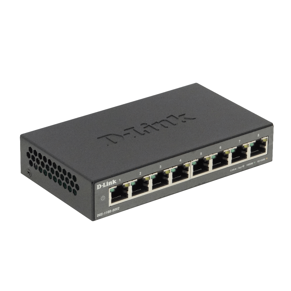 Switch 8 Puertos D-Link DGS-1100-08, Gigabit 1000Mbps, LAN RJ-45, Gestión Web, QoS, VLAN 5