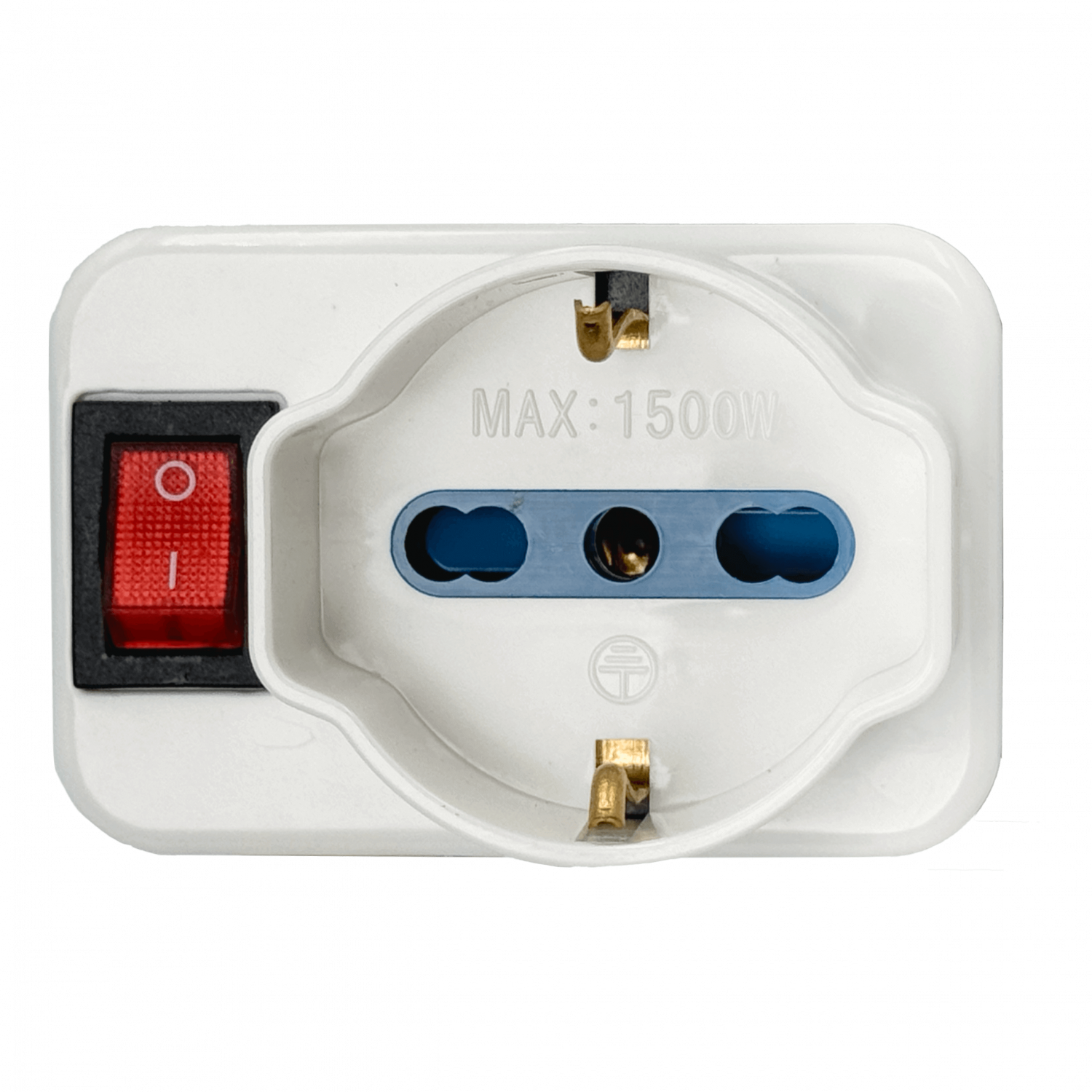 Triple Schuko / IH a IM, 6 A, 250 V, 1500 W, con interruptor piloto, ELG-3KS 3