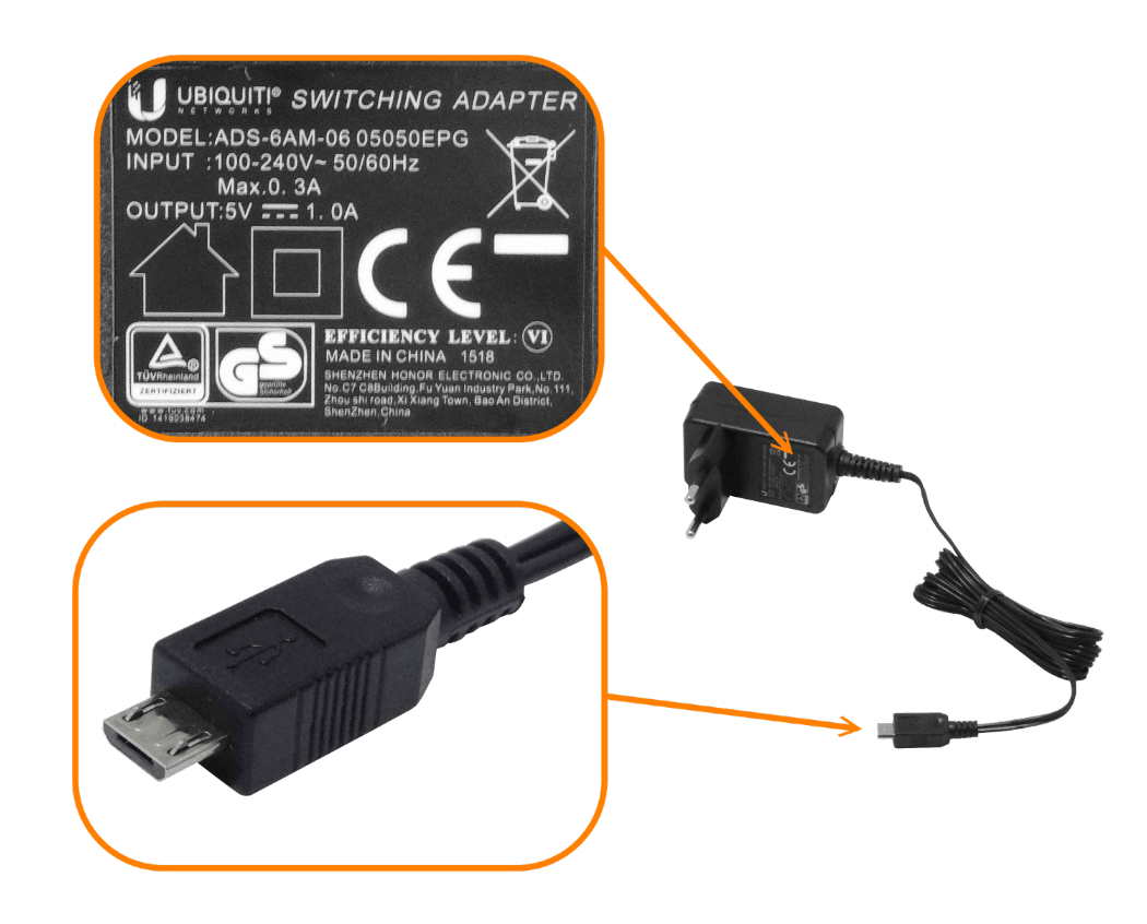 UBIQUITI Fuente de poder 5,0V 5V 1000mA 1A Conector USB-Micro-Macho 1