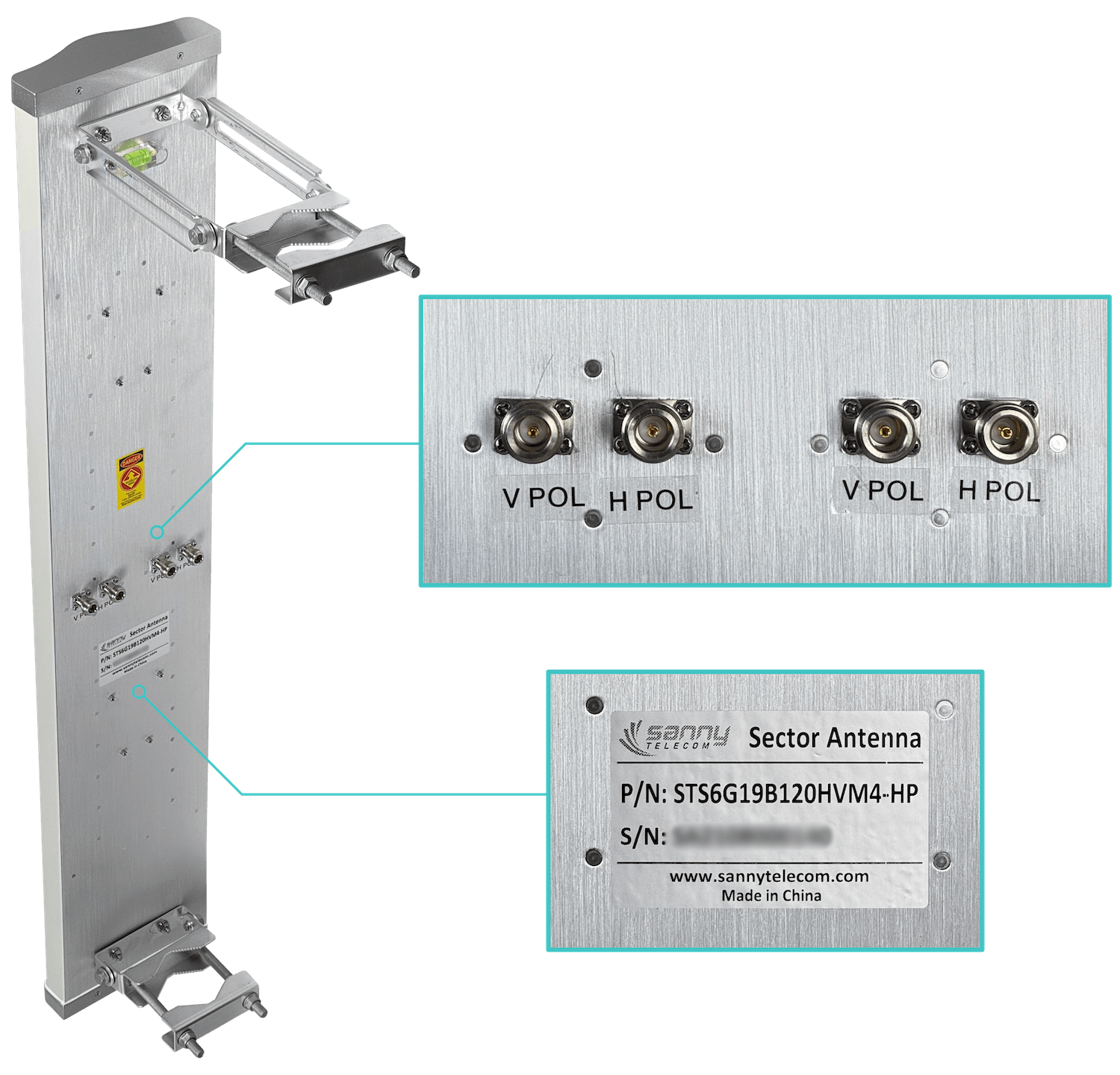 SANNY 6GHZ 19dBi 120-Grados 2-N-Hembra Antena Sectorial 4900-6500MHz 1