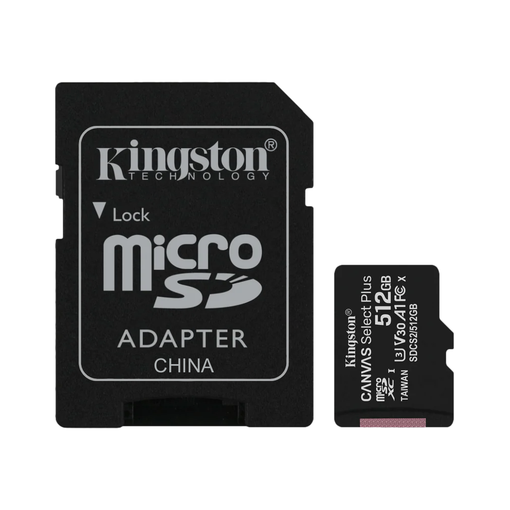 KINGSTON 512GB MicroSD c/Adaptador-SD 100/85mb/s Class10 UHS-I U3 V30 2