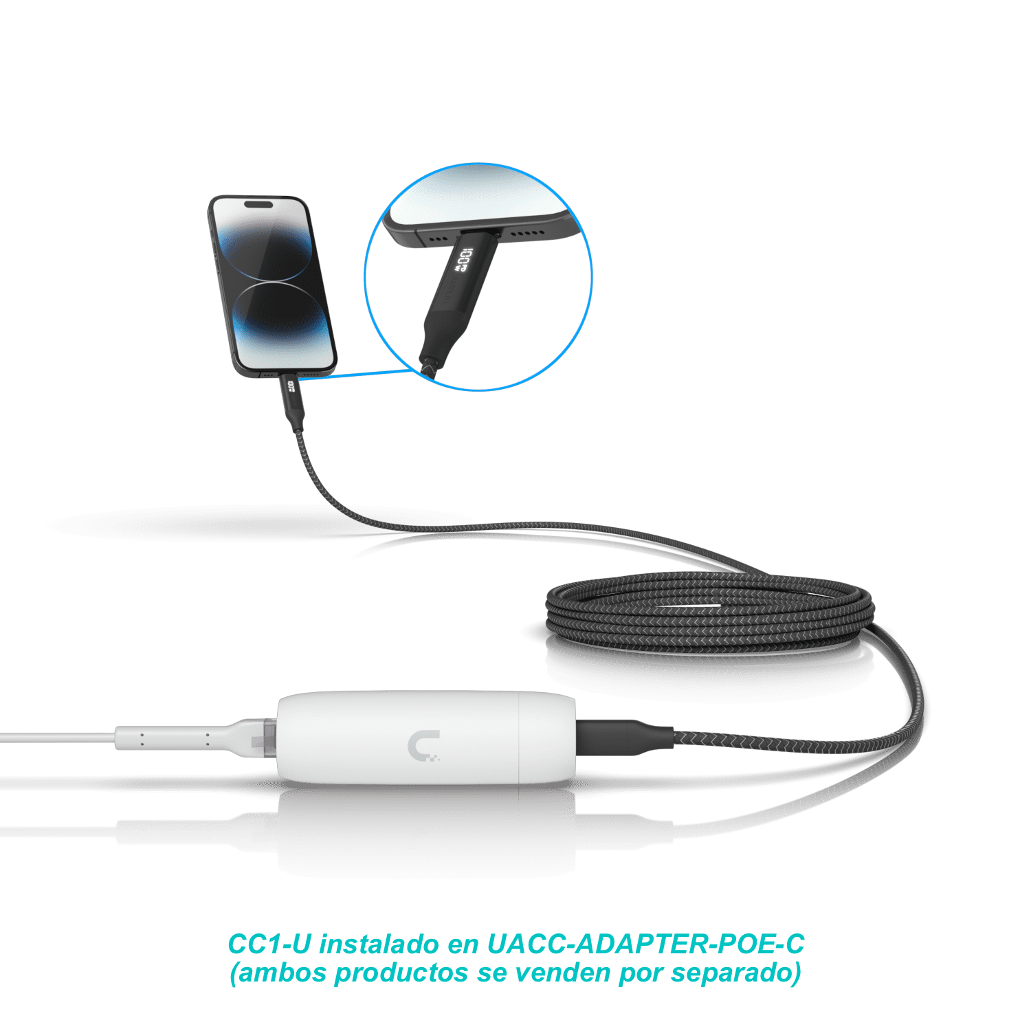 Cable Ubiquiti USB-C 1metro 100W con Indicador de Carga Doble, Color Negro 2