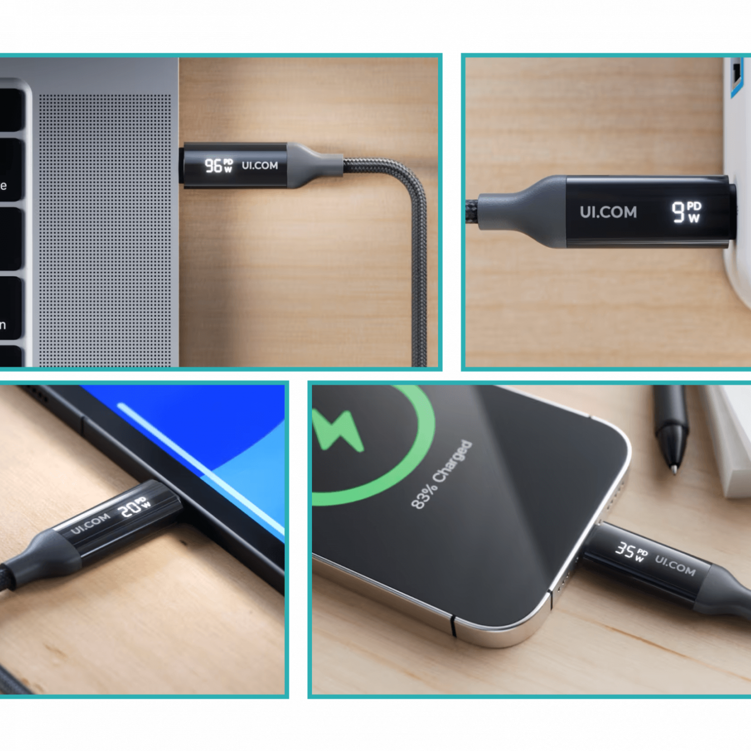 Cable Ubiquiti USB-C 1metro 100W con Indicador de Carga Doble, Color Negro 5