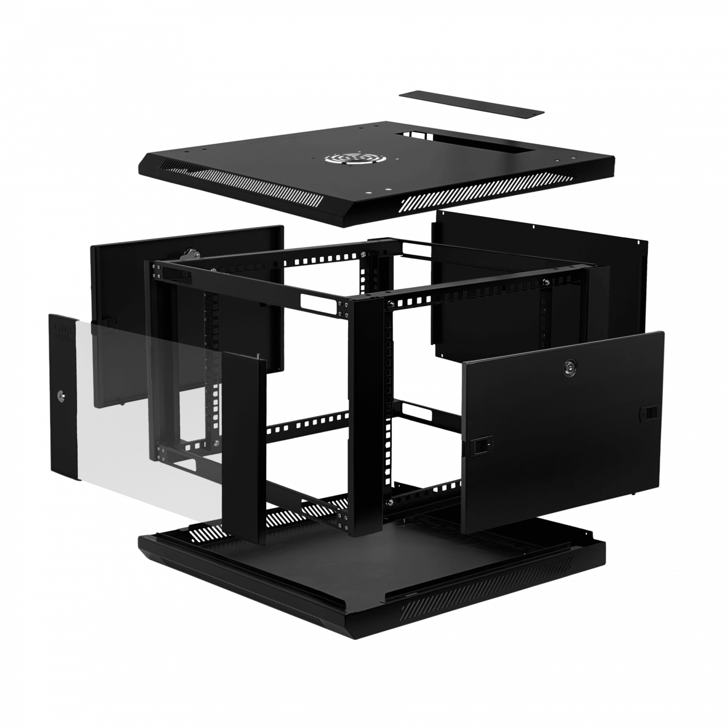 Gabinete Rack LINKMADE RK06-6LD 6U 60cm de Fondo Desarmado para Montaje en Pared - Negro 2
