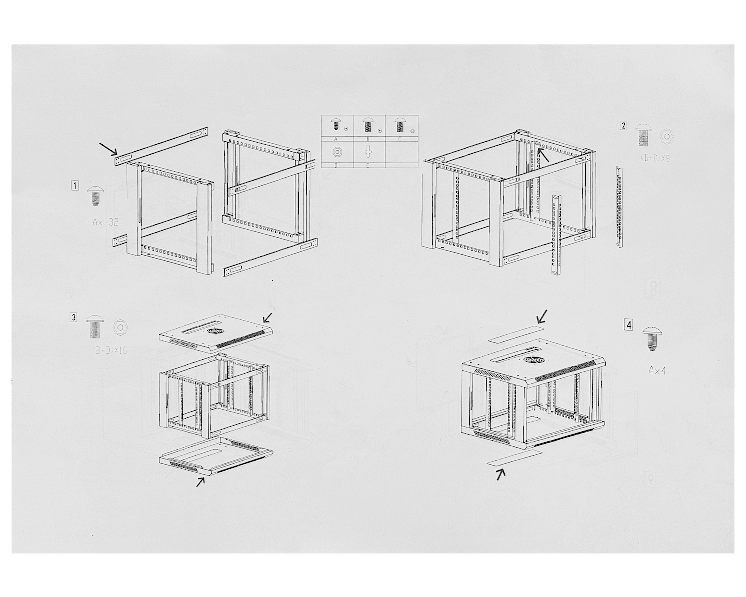 Gabinete Rack LINKMADE RK06-6LD 6U 60cm de Fondo Desarmado para Montaje en Pared - Negro 3