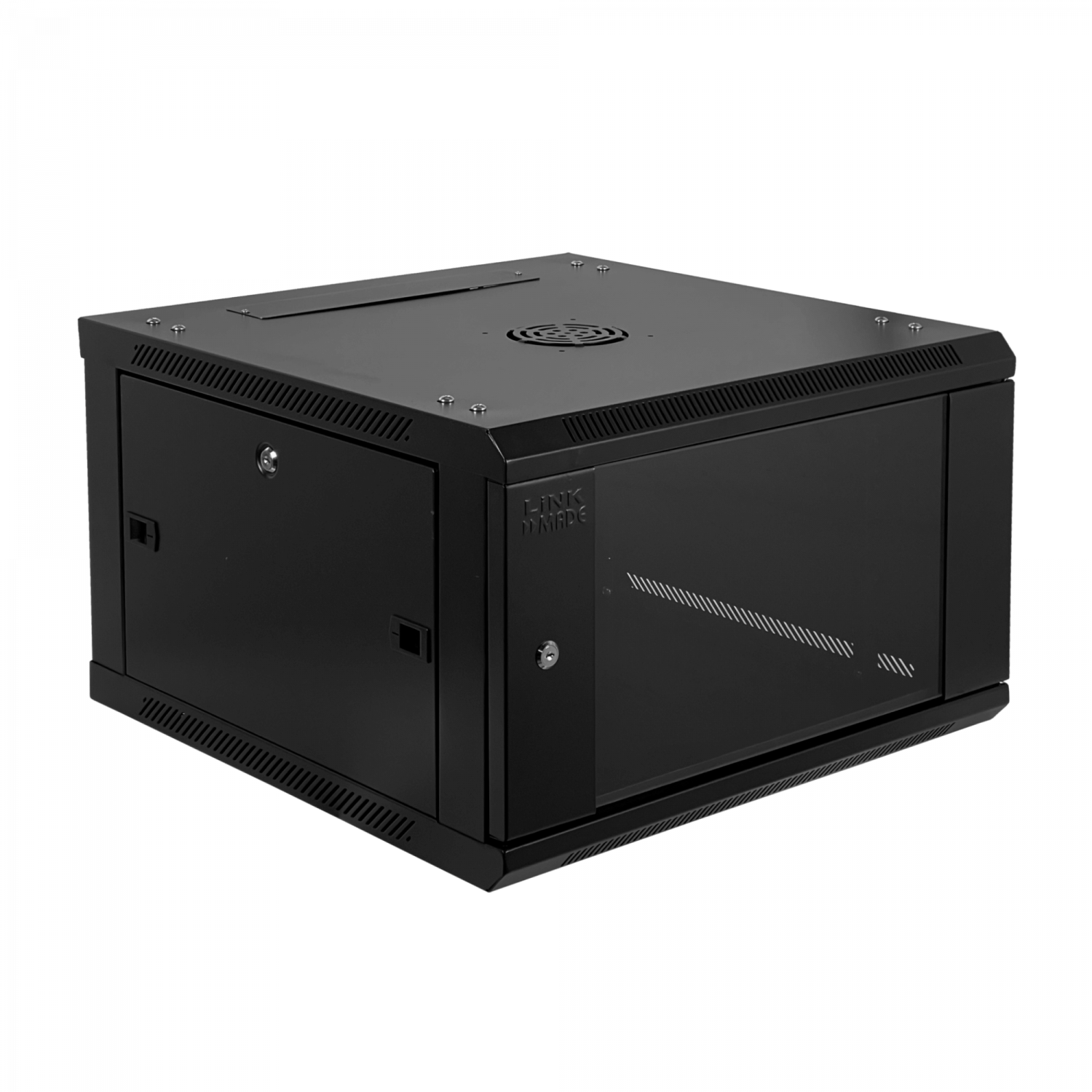 Gabinete Rack LINKMADE RK06-6LD 6U 60cm de Fondo Desarmado para Montaje en Pared - Negro 6
