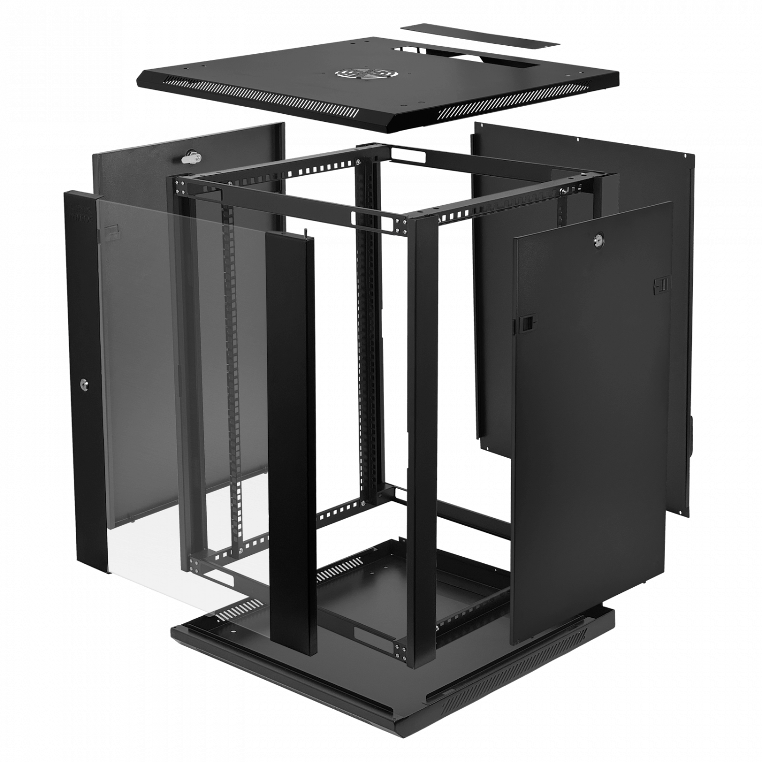 Gabinete Rack LINKMADE RK15-6LD 15U 60cm de Fondo Desarmado para Montaje en Pared - Negro 1