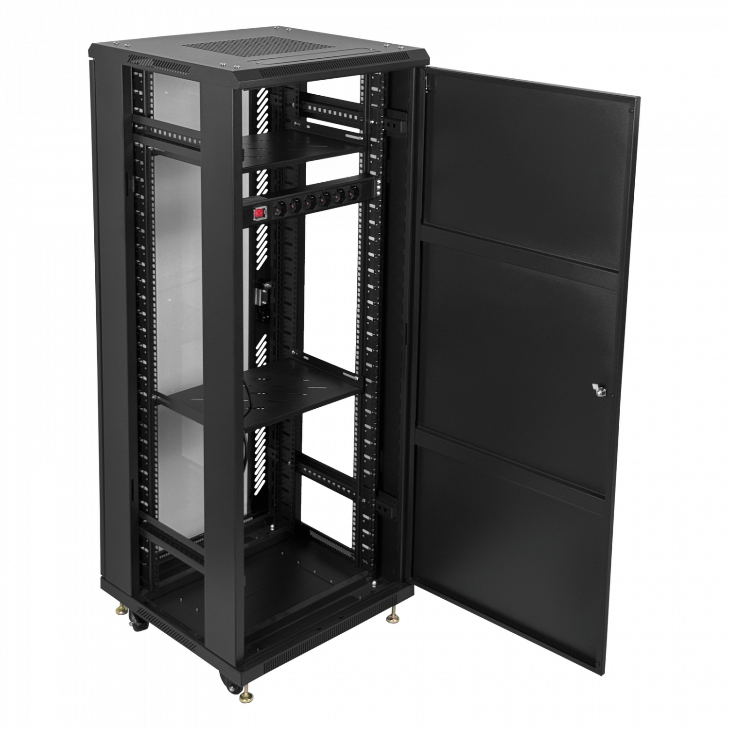 Gabinete Rack LINKMADE RK32-6LD 32U 60cm de Fondo Desarmado con Ventilador y PDU - Negro 2